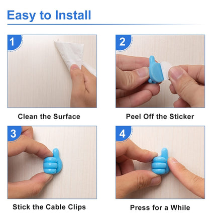 10 PCS Non-punching And Non-marking Adhesive Thumb Hook Cable Organizer