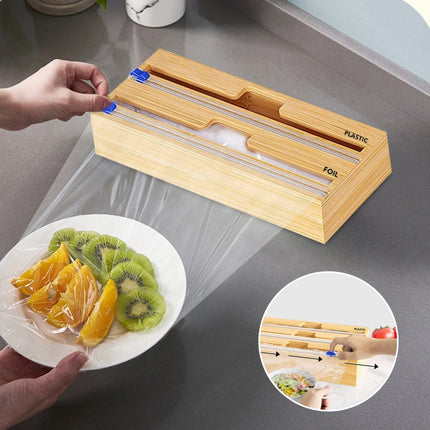 Aluminum Foil Wrap Dispenser Wood Storage Box for Kitchen Drawer,Style: - DealBuddy