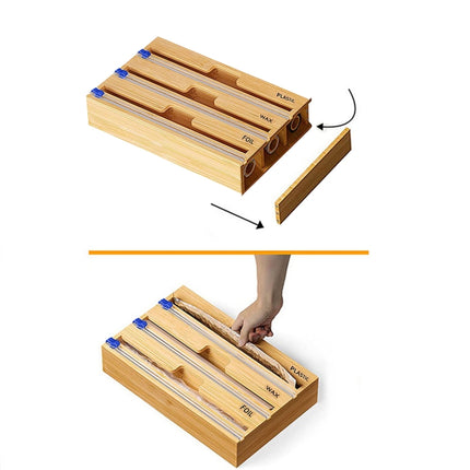 Aluminum Foil Wrap Dispenser Wood Storage Box for Kitchen Drawer,Style: - DealBuddy