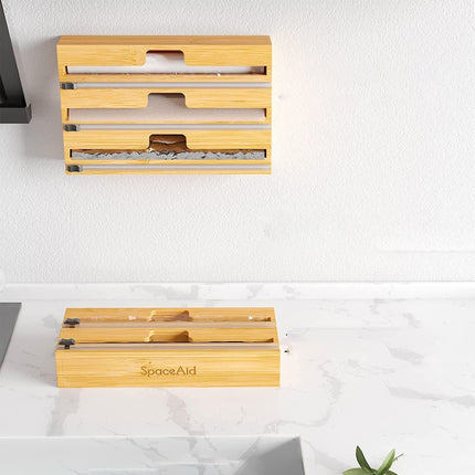 Aluminum Foil Wrap Dispenser Wood Storage Box for Kitchen Drawer,Style: - DealBuddy