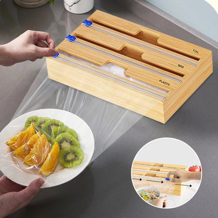 Aluminum Foil Wrap Dispenser Wood Storage Box for Kitchen Drawer,Style: - DealBuddy