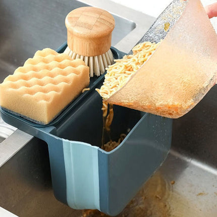 Kitchen Sink Telescopic Drain Basket Sucker Hanging Trash Can