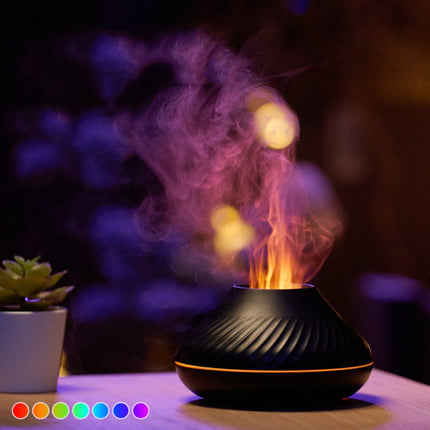 DQ705 Volcanic Flame Aroma Diffuser Essential Oil Lamp Air Humidifier with Color Night Light, DQ705(Beige), DQ705(Black) - DealBuddy