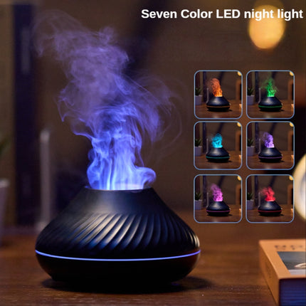 DQ705 Volcanic Flame Aroma Diffuser Essential Oil Lamp Air Humidifier with Color Night Light, DQ705(Beige), DQ705(Black) - DealBuddy