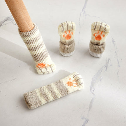 1 Set Double Knit Wear-Resisting Table Stool Leg Mute Protective Cover, Brown, Light Gray, Deep Gray, Black, Flower Brown, White, Light Coffee - DealBuddy