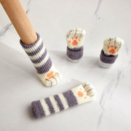 1 Set Double Knit Wear-Resisting Table Stool Leg Mute Protective Cover