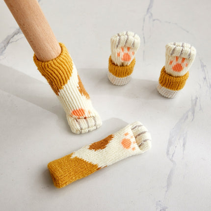 1 Set Double Knit Wear-Resisting Table Stool Leg Mute Protective Cover