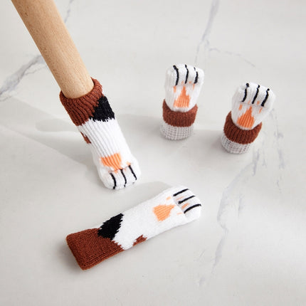 1 Set Double Knit Wear-Resisting Table Stool Leg Mute Protective Cover, Brown, Light Gray, Deep Gray, Black, Flower Brown, White, Light Coffee - DealBuddy