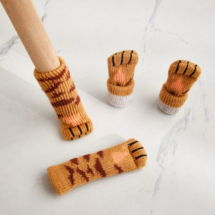1 Set Double Knit Wear-Resisting Table Stool Leg Mute Protective Cover