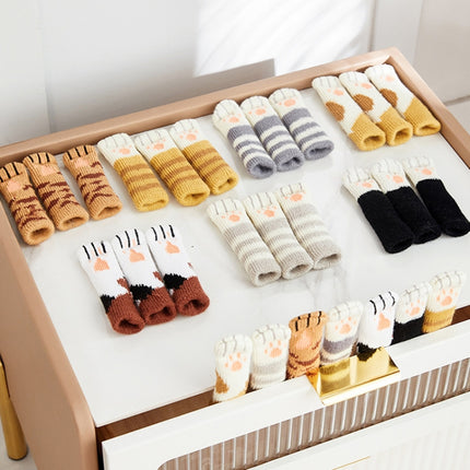 1 Set Double Knit Wear-Resisting Table Stool Leg Mute Protective Cover