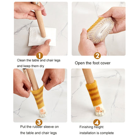 1 Set Double Knit Wear-Resisting Table Stool Leg Mute Protective Cover