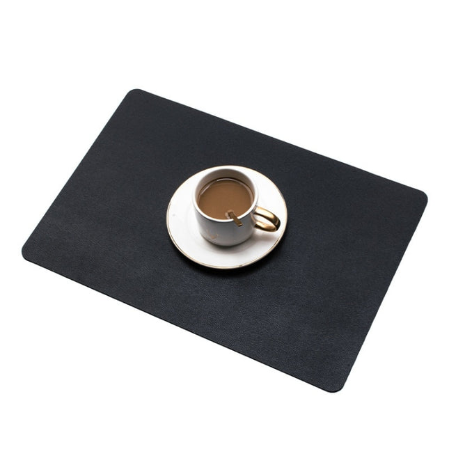 2 PCS PU Waterproof Oilproof Leather Heat Insulation Placemat, Black, Apricot, Dark Gray, Light Gray, Creamy White, White, Red, Green - DealBuddy