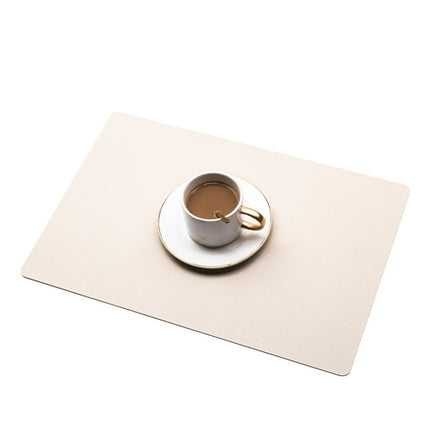2 PCS PU Waterproof Oilproof Leather Heat Insulation Placemat, Black, Apricot, Dark Gray, Light Gray, Creamy White, White, Red, Green - DealBuddy