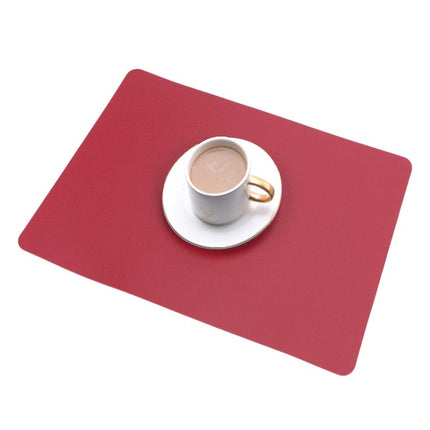 2 PCS PU Waterproof Oilproof Leather Heat Insulation Placemat, Black, Apricot, Dark Gray, Light Gray, Creamy White, White, Red, Green - DealBuddy