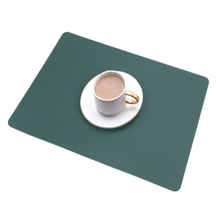 2 PCS PU Waterproof Oilproof Leather Heat Insulation Placemat, Black, Apricot, Dark Gray, Light Gray, Creamy White, White, Red, Green - DealBuddy