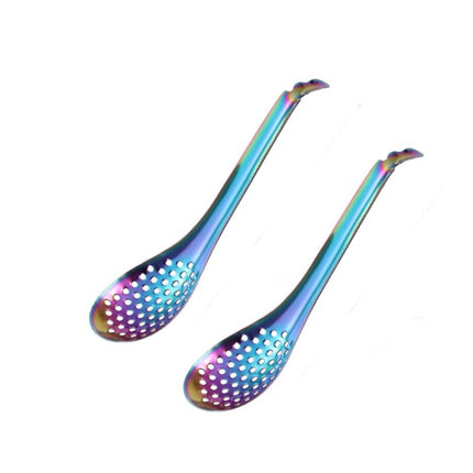2 PCS 304 Stainless Steel Small Caviar Colander Molecular Cooking Spoon