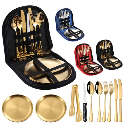 Stainless Steel Portable Cutlery Set Western Steak Knife Fork Spoon Set,Color: