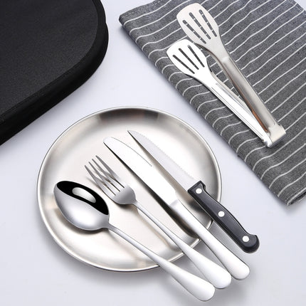 Stainless Steel Portable Cutlery Set Western Steak Knife Fork Spoon Set,Color: