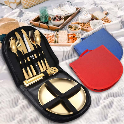 Stainless Steel Portable Cutlery Set Western Steak Knife Fork Spoon Set,Color:, Black and Silver, Black Gold, Black Rose Gold, Blue Silver, Blue Gold, Blue Rose Gold, Red Silver, Red Gold, Red Rose Gold - DealBuddy