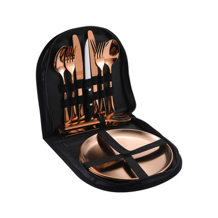 Stainless Steel Portable Cutlery Set Western Steak Knife Fork Spoon Set,Color:, Black and Silver, Black Gold, Black Rose Gold, Blue Silver, Blue Gold, Blue Rose Gold, Red Silver, Red Gold, Red Rose Gold - DealBuddy