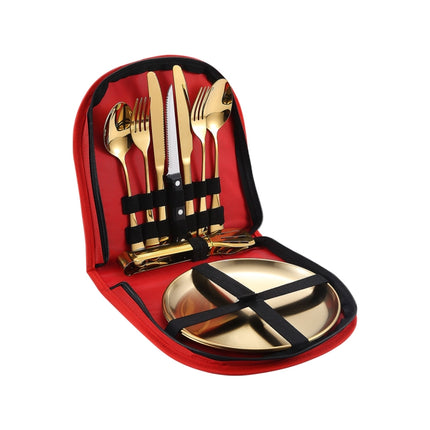Stainless Steel Portable Cutlery Set Western Steak Knife Fork Spoon Set,Color: