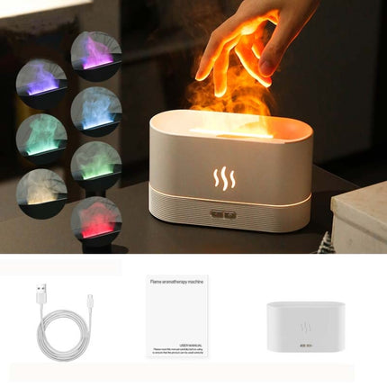 7 Color Flame Aromatherapy Machine Home Office Desk Air Humidifier, 7 Color(Black), 7 Color (White) - DealBuddy