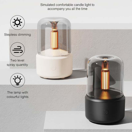 120ML Simulated Candlelight Aroma Diffuser USB Home Atmosphere Night Light Humidifier, DQ702 (Black), DQ702 (Beige) - DealBuddy