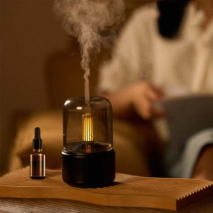 120ML Simulated Candlelight Aroma Diffuser USB Home Atmosphere Night Light Humidifier, DQ702 (Black), DQ702 (Beige) - DealBuddy