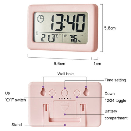 YD005 Mini Light and Thin LCD Screen Temperature/Humidity Meter Electronic Clock
