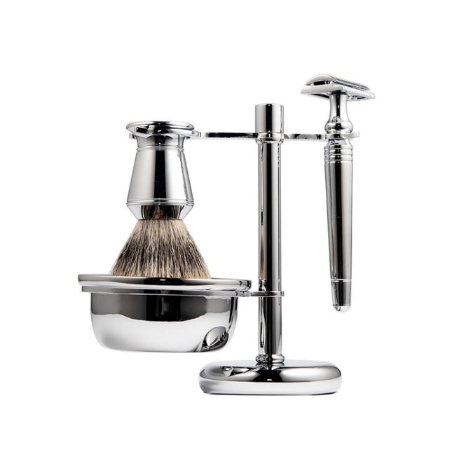 Men Manual Vintage Metal Shaver Stand Set