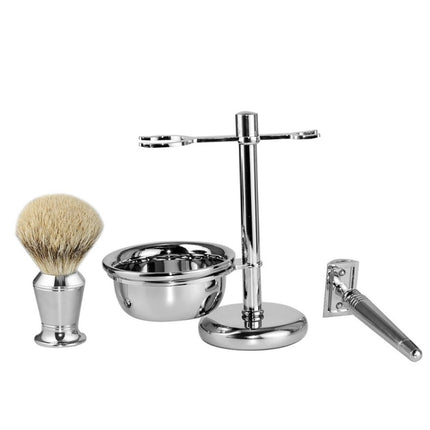 Men Manual Vintage Metal Shaver Stand Set