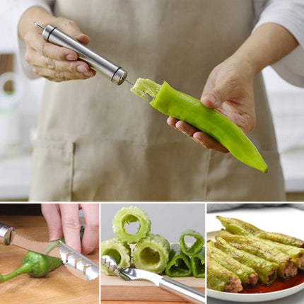 10 PCS Stainless Steel Pepper Seed Decator Fruit Kernel Knife, Round Handle, Diplonema Handle - DealBuddy