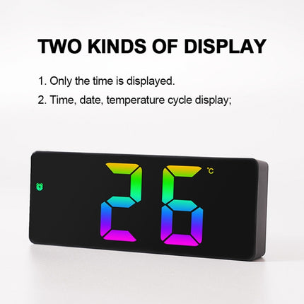 Colorful Fonts LED Electronic Alarm Clock Large Screen Clock
