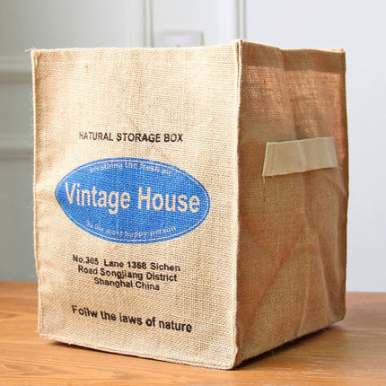 Foldable Jute Storage Box Sorting Basket for Underwear, THE DAILY, Number 12, NATURAL, VINTAGE - DealBuddy