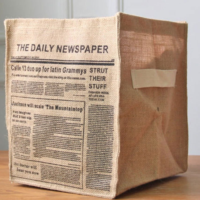 Foldable Jute Storage Box Sorting Basket for Underwear, THE DAILY, Number 12, NATURAL, VINTAGE - DealBuddy