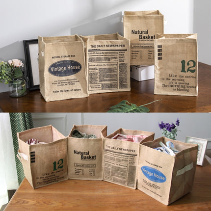 Foldable Jute Storage Box Sorting Basket for Underwear, THE DAILY, Number 12, NATURAL, VINTAGE - DealBuddy