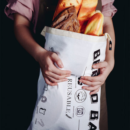 Cotton TPU Bread Bag With Clasp Reusable Storage Bag