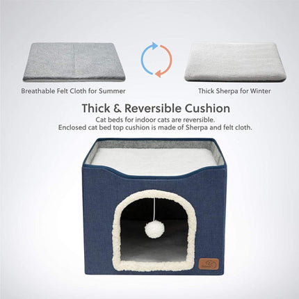Pet Stool Pet Kennel Indoor Foldable Storage Stool Cat Dog Kennel, 41 x 41 x 35cm - DealBuddy