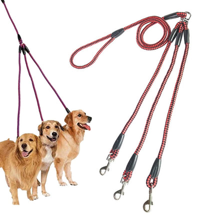 140cm 3 In 1 Leash Multi-head Dog Walking Rope, 140cm 3 In 1 Blue, 140cm 3 In 1 Red, 140cm 3 In 1 Rose Red - DealBuddy