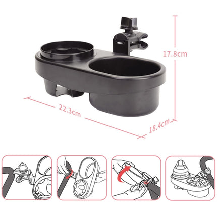 Stroller Double Cup Holder Pushchair Bottle Snack Box Shelf