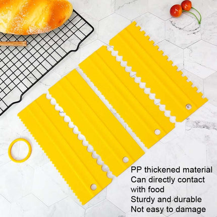 4 PCS / Set Plastic Cream Scraper PP Double Side Sawtooth Baked Cake Flattener, 4 PCS / Set White, 4 PCS / Set Yellow, 4 PCS / Set Sky Blue, 4 PCS / Set Pink - DealBuddy