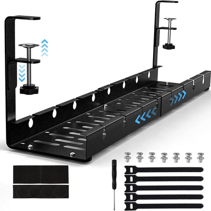 Stretchable Under Desk Cable Management Tray Carbon Steel Cable Organizer Cable Storage Rack