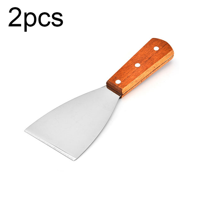 2pcs Stainless Steel Pizza and Steak Shovel Wooden Handle Slanted Shovel Kitchen Tool, S, L - DealBuddy