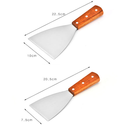 2pcs Stainless Steel Pizza and Steak Shovel Wooden Handle Slanted Shovel Kitchen Tool, S, L - DealBuddy