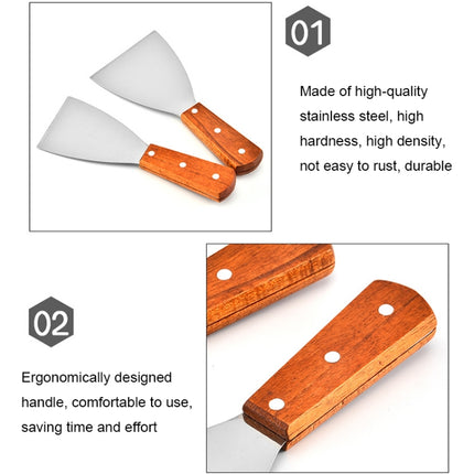 2pcs Stainless Steel Pizza and Steak Shovel Wooden Handle Slanted Shovel Kitchen Tool, S, L - DealBuddy