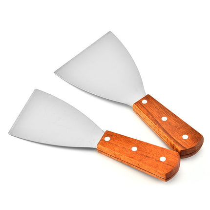 2pcs Stainless Steel Pizza and Steak Shovel Wooden Handle Slanted Shovel Kitchen Tool, S, L - DealBuddy