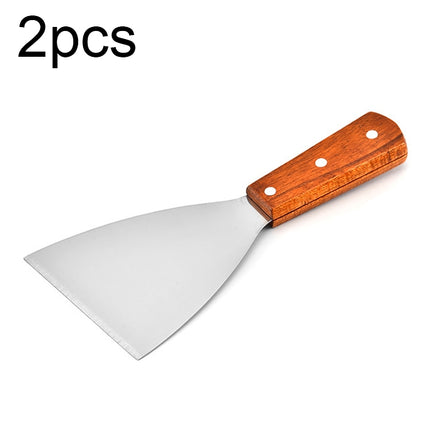 2pcs Stainless Steel Pizza and Steak Shovel Wooden Handle Slanted Shovel Kitchen Tool, S, L - DealBuddy