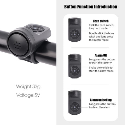 Bicycle 120db Electric Bell 4 Modes Rechargeable Cycling Anti-theft Alarm Horn