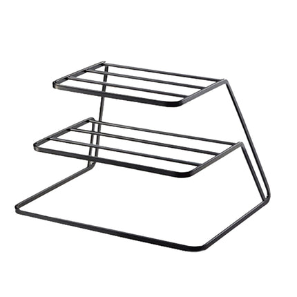 Three-layer Kitchen Dish Storage Rack Cabinet Tiered Shelf, White, Black - DealBuddy