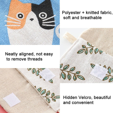 8pcs Cotton and Linen Sanitary Napkin Storage Bag Handy Clutch Bag, Turtle, Black -bottomed White Tree, Gray Camel, Lucky Cat, Leaves, Blue Cat